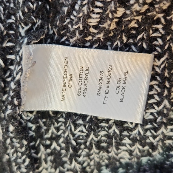 Ellen Tracy black marled sweater L knit crewneck hi lo hem black white comfy - Picture 12 of 14